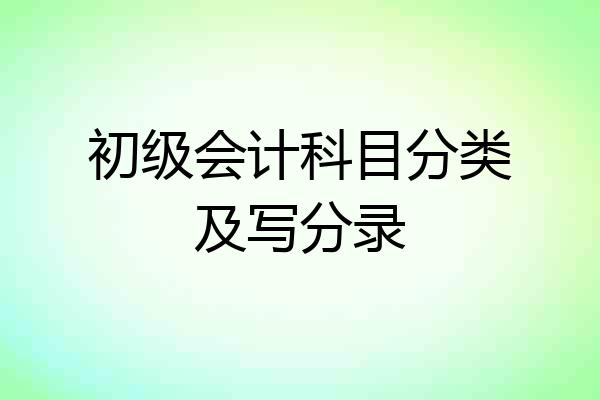 初级会计科目分类及写分录