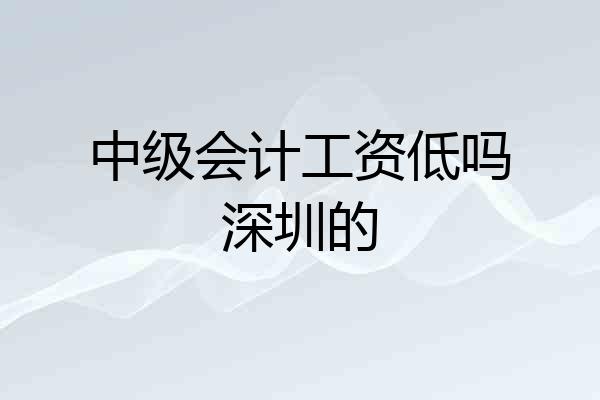 中级会计工资低吗深圳的