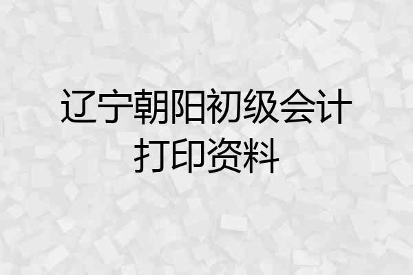 辽宁朝阳初级会计打印资料