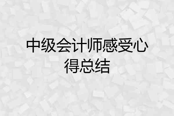 中级会计师感受心得总结