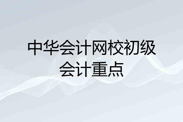 中华会计网校初级会计重点