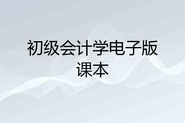 初级会计学电子版课本