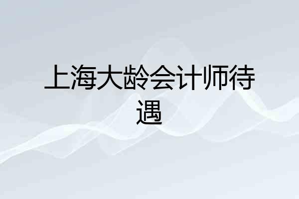 上海大龄会计师待遇