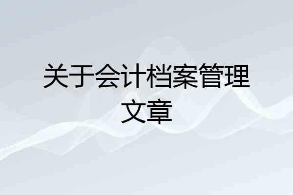 关于会计档案管理文章