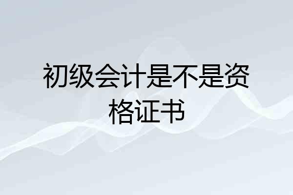 初级会计是不是资格证书