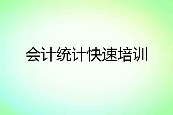会计统计快速培训