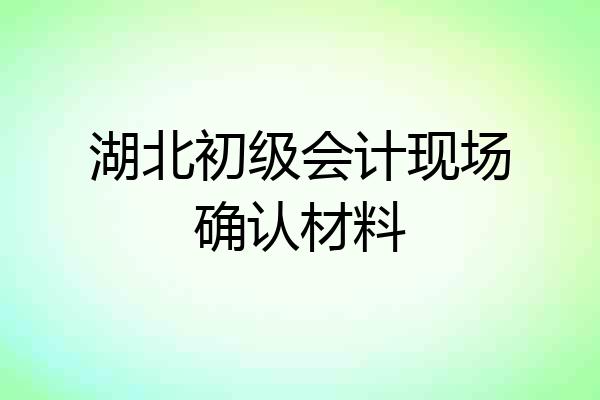 湖北初级会计现场确认材料