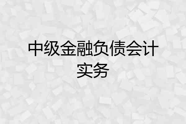 中级金融负债会计实务
