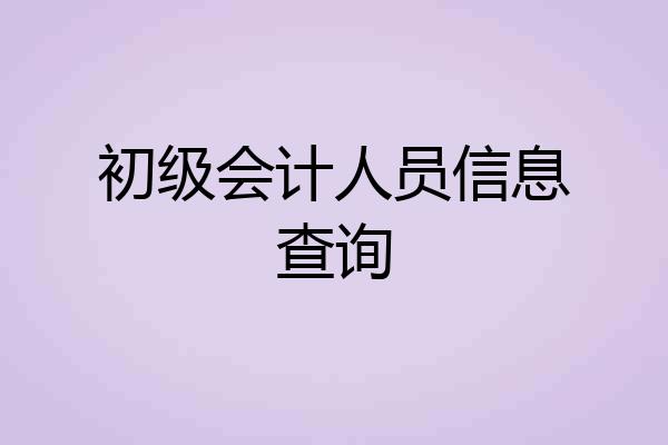 初级会计人员信息查询