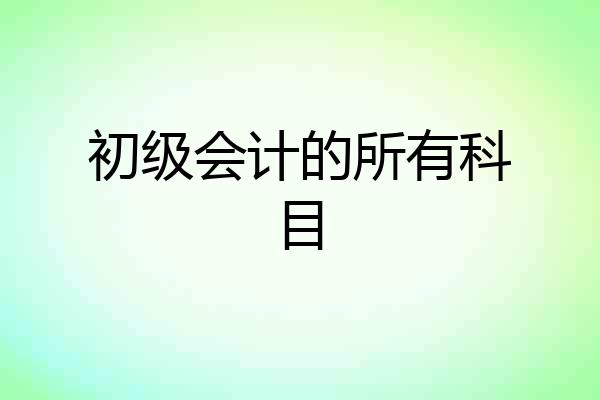 初级会计的所有科目