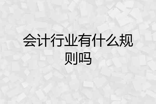 会计行业有什么规则吗