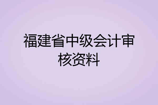 福建省中级会计审核资料