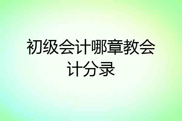 初级会计哪章教会计分录
