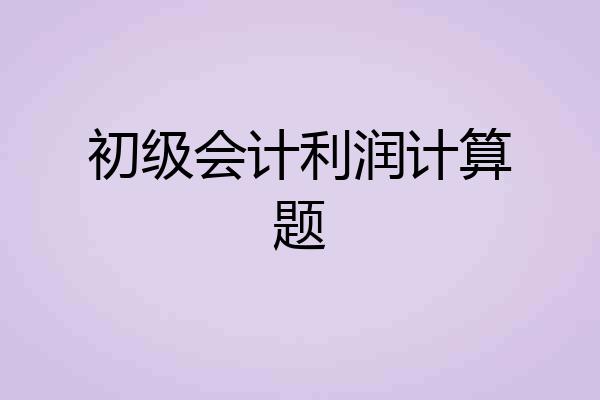 初级会计利润计算题