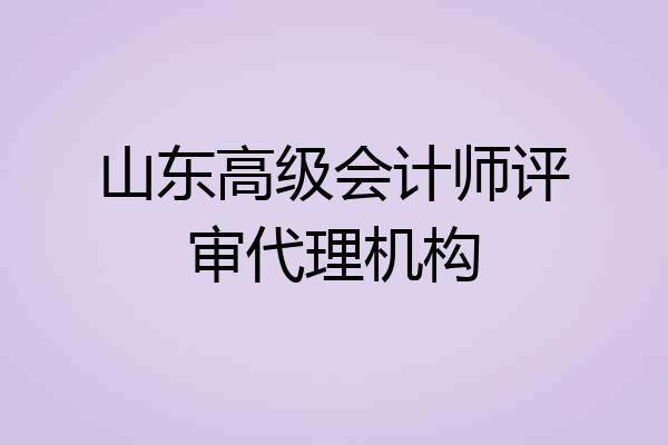 山东高级会计师评审代理机构