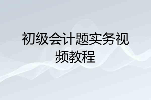 初级会计题实务视频教程