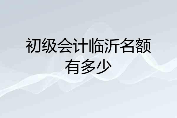 初级会计临沂名额有多少