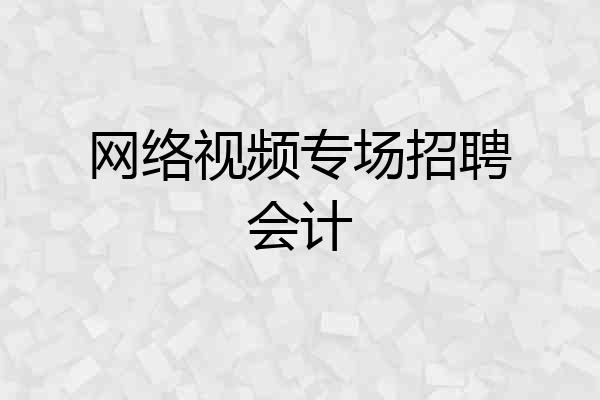 网络视频专场招聘会计