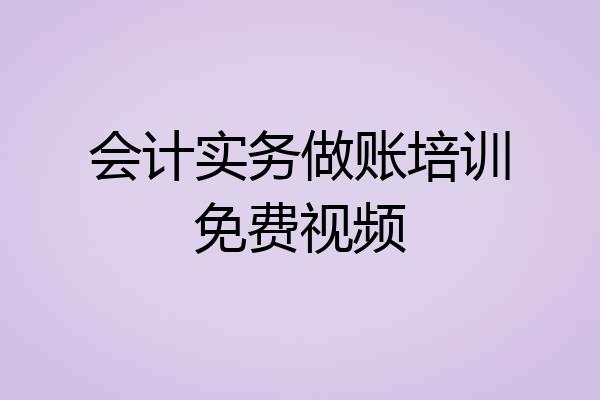 会计实务做账培训免费视频