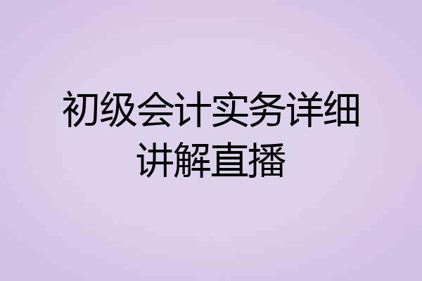 初级会计实务详细讲解直播