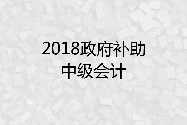 2018政府补助中级会计