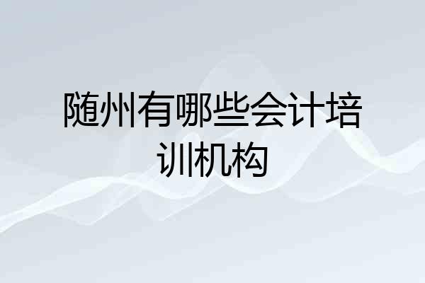 随州有哪些会计培训机构