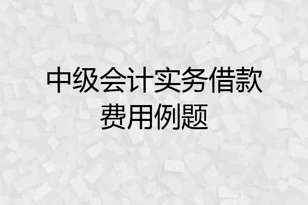 中级会计实务借款费用例题