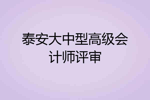 泰安大中型高级会计师评审