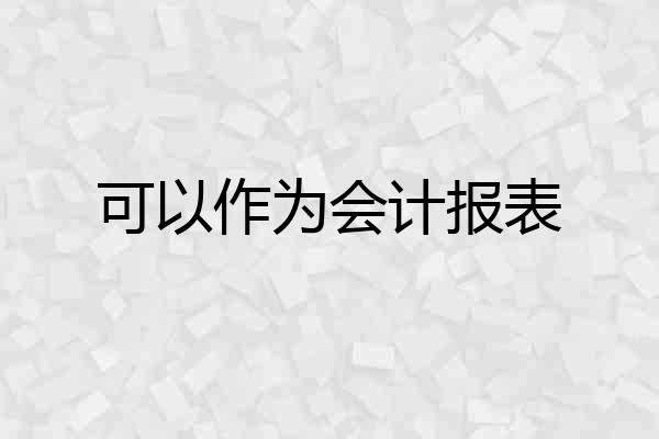 可以作为会计报表