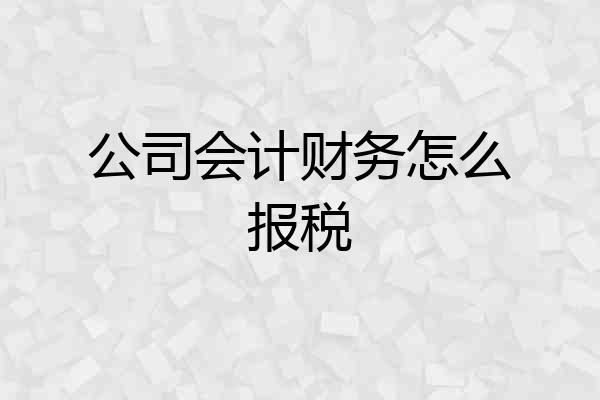 公司会计财务怎么报税