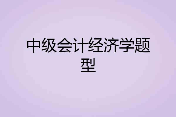 中级会计经济学题型