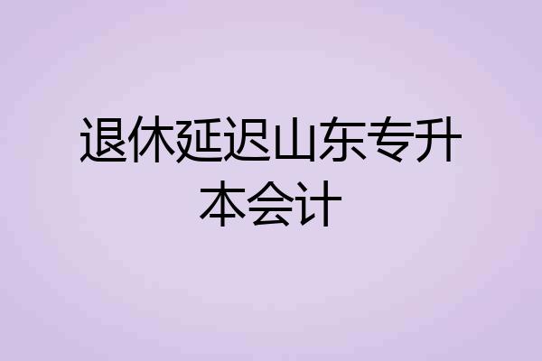 退休延迟山东专升本会计