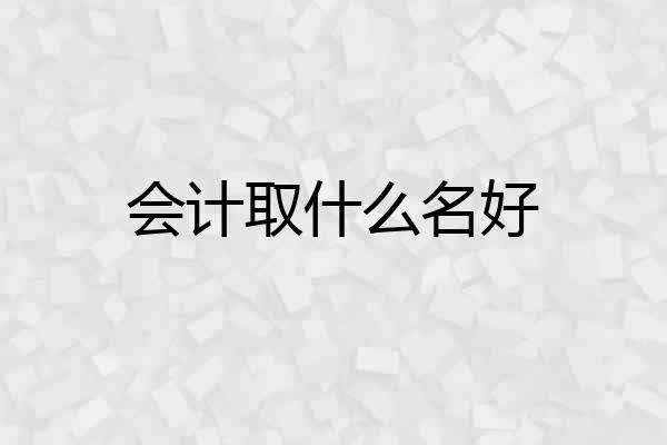 会计取什么名好