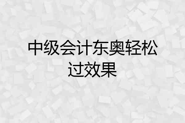 中级会计东奥轻松过效果