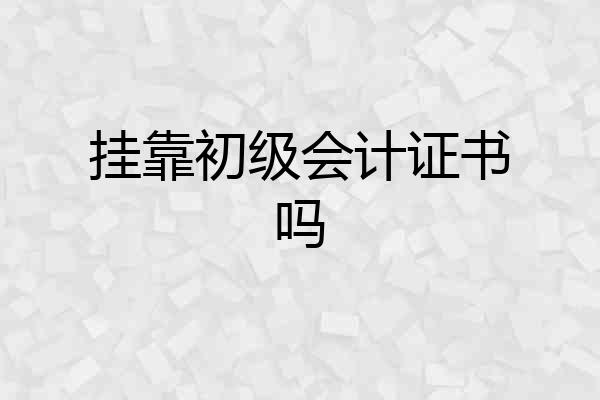 挂靠初级会计证书吗