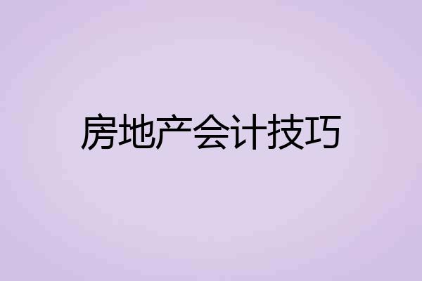 房地产会计技巧