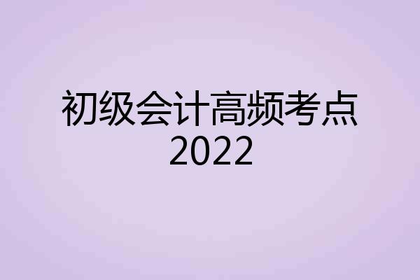 初级会计高频考点2022