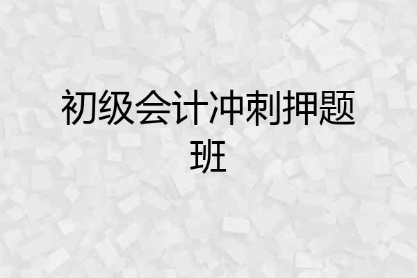 初级会计冲刺押题班