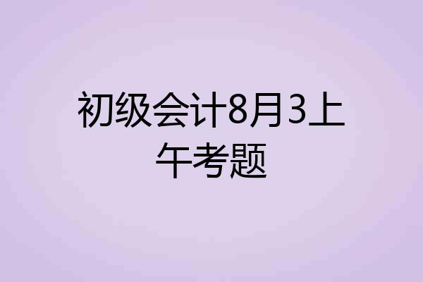 初级会计8月3上午考题