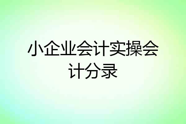 小企业会计实操会计分录