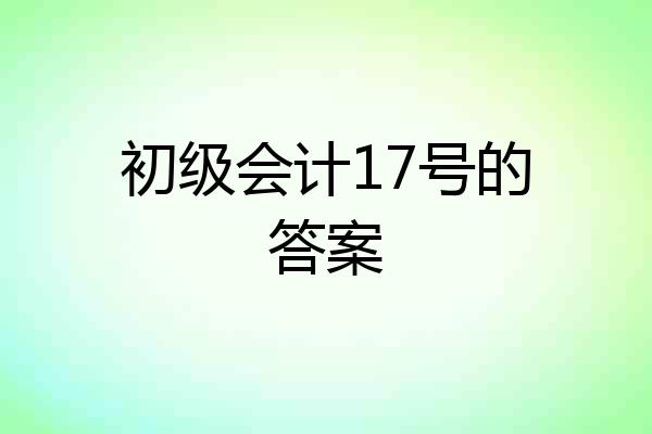 初级会计17号的答案