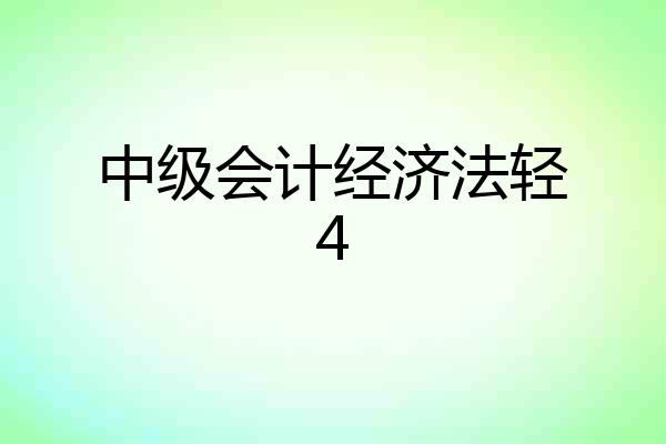 中级会计经济法轻4