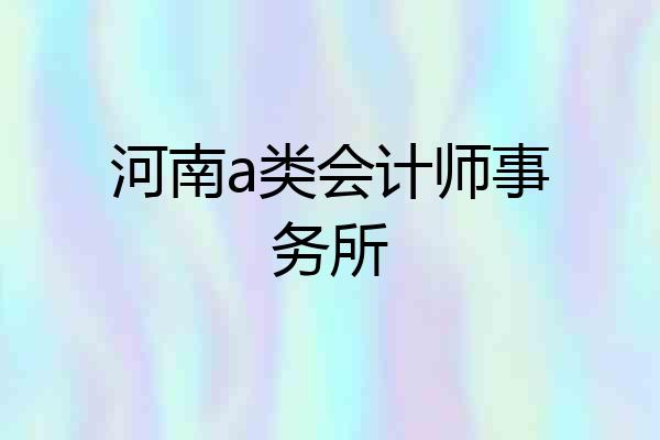 河南a类会计师事务所