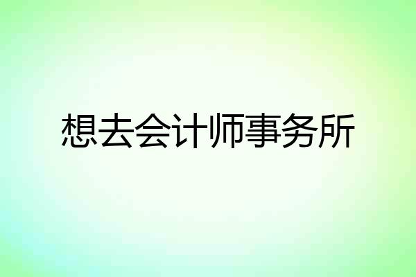 想去会计师事务所