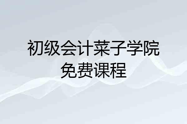 初级会计菜子学院免费课程