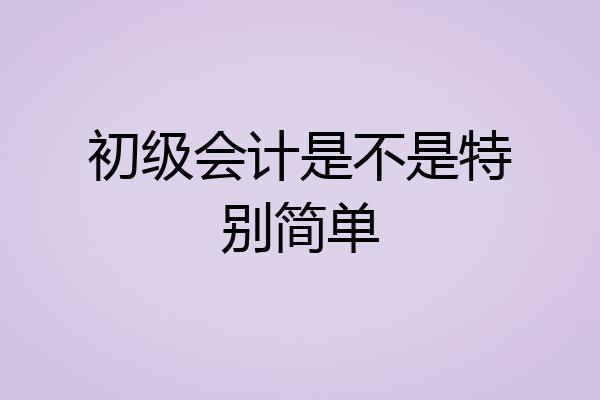 初级会计是不是特别简单