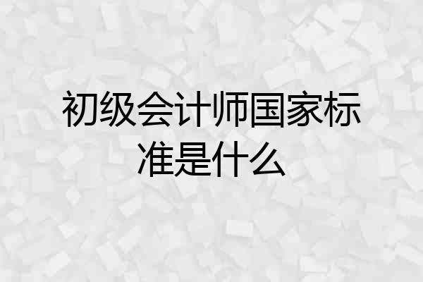 初级会计师国家标准是什么