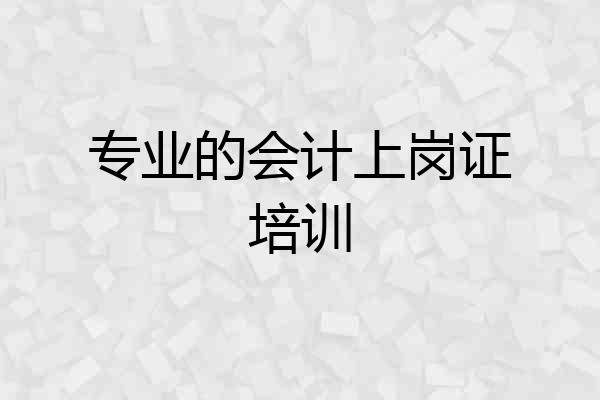 专业的会计上岗证培训