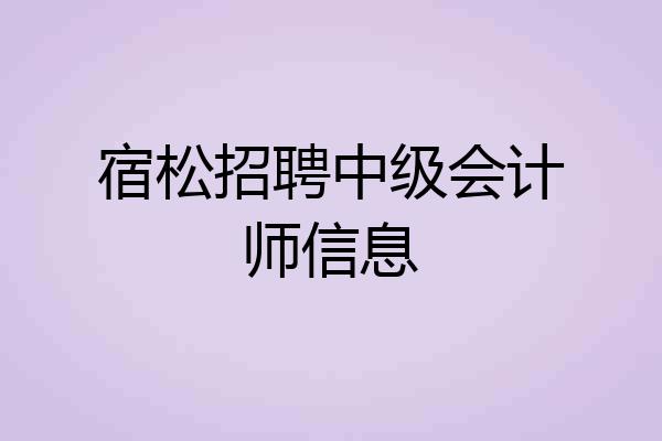 宿松招聘中级会计师信息