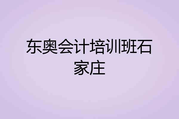 东奥会计培训班石家庄